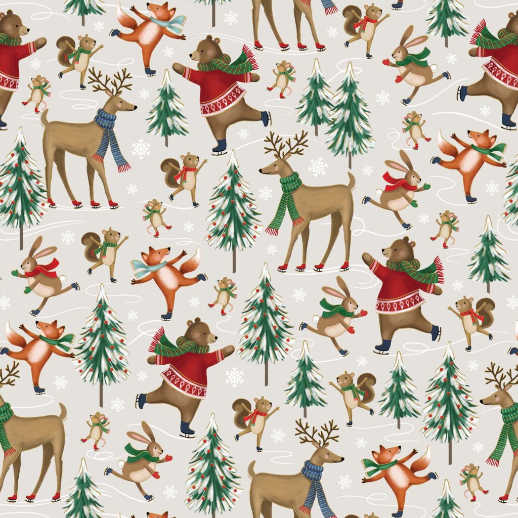 Holiday Wrapping Paper - Woodland Skating
