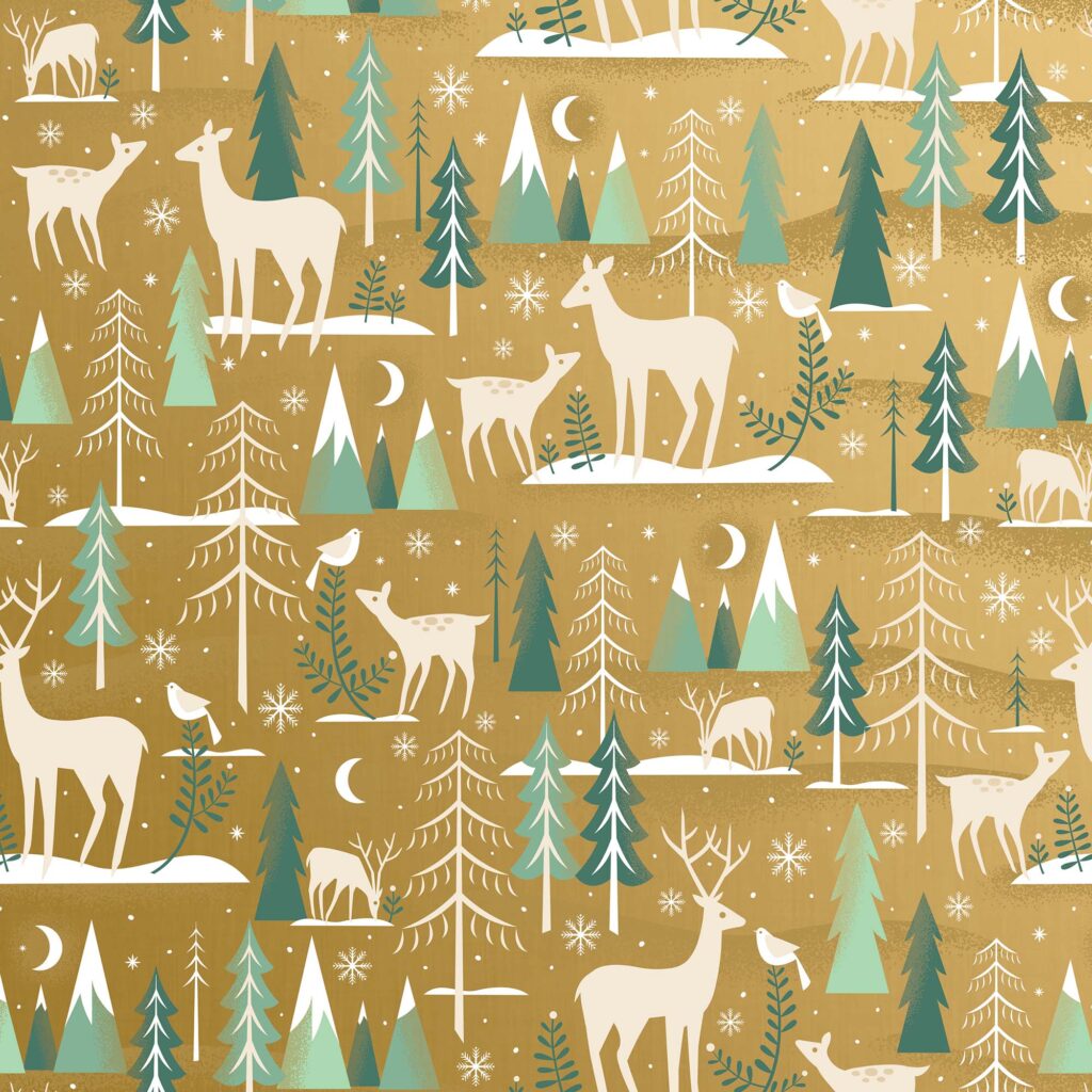 Holiday Wrapping Paper - Winter Serenity Gold