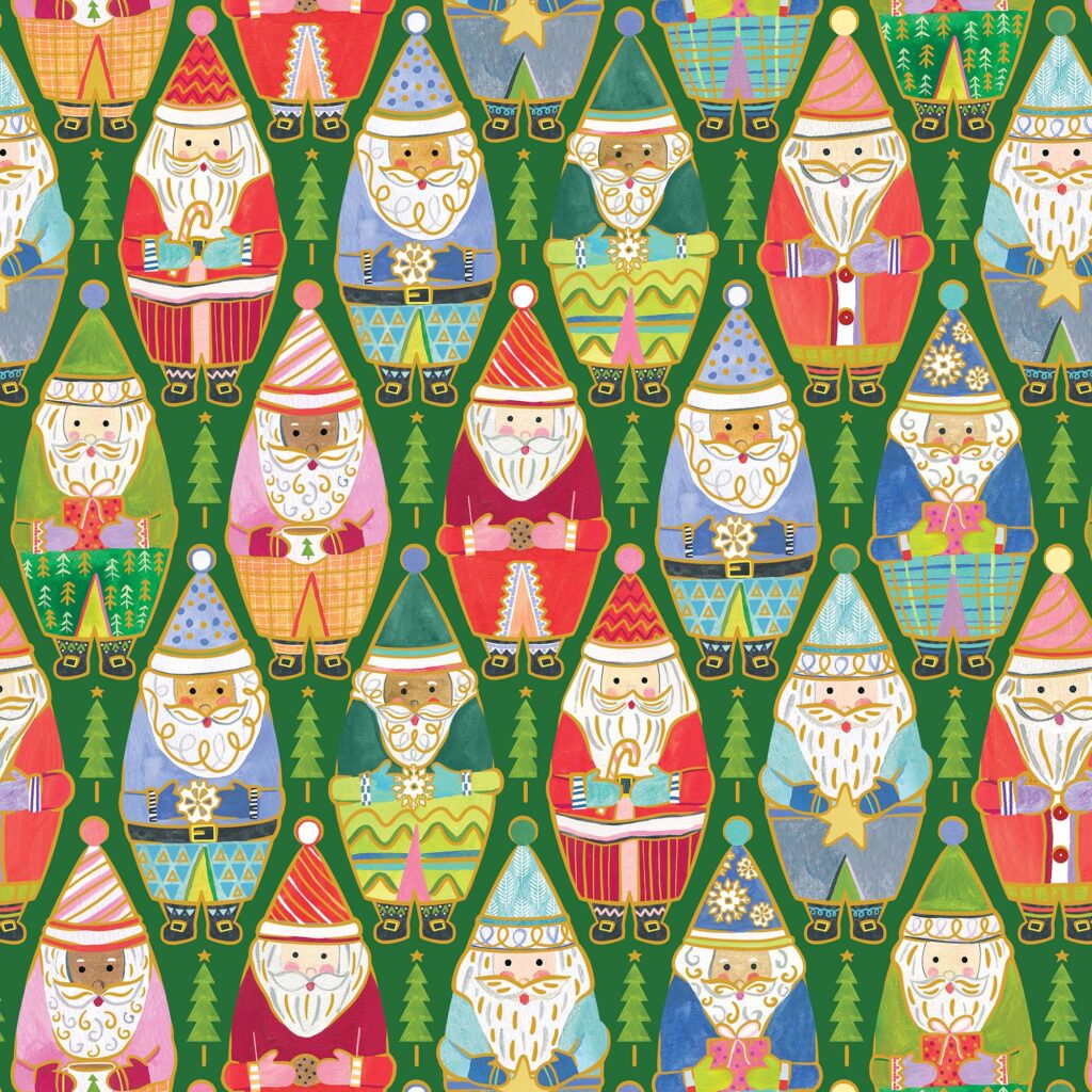 Holiday Wrapping Paper -Santa Dolls