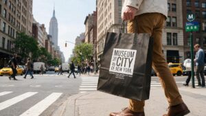 A Museum of New York City Custom Paper Shopper carried through New York City