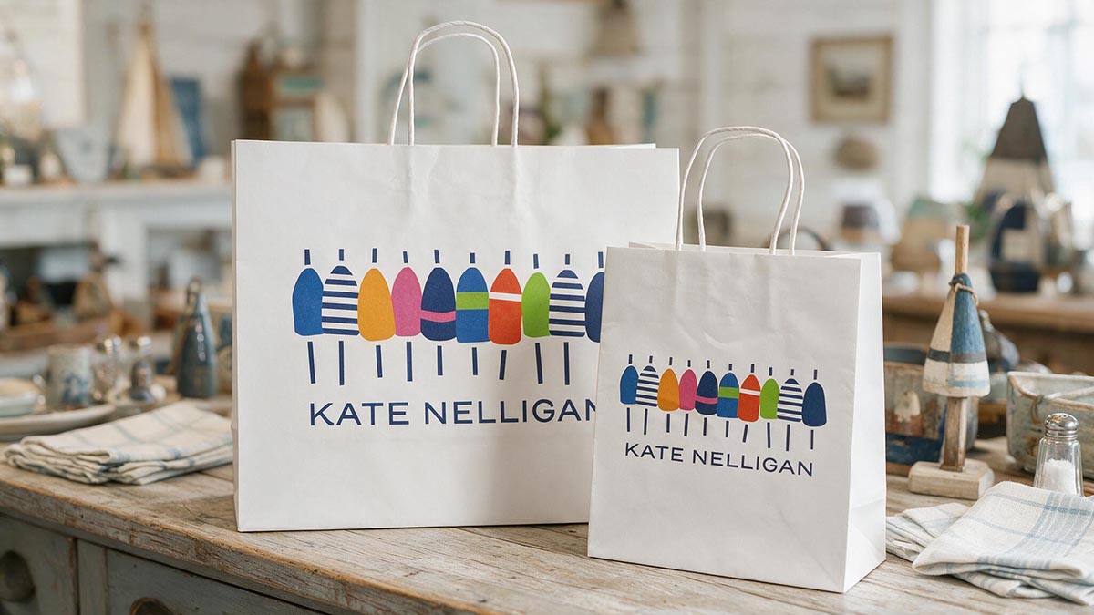 Kate Nelligan Custom Midtown bags on a counter