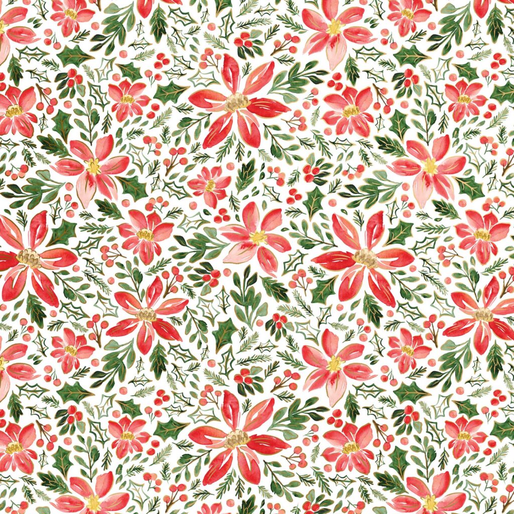 Holiday Wrapping Paper - Pretty Poinsettias