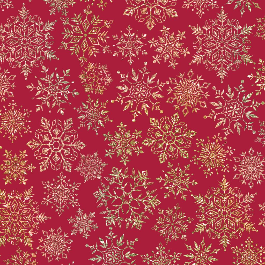 Holiday Wrapping Paper - Snowflake Gold Red