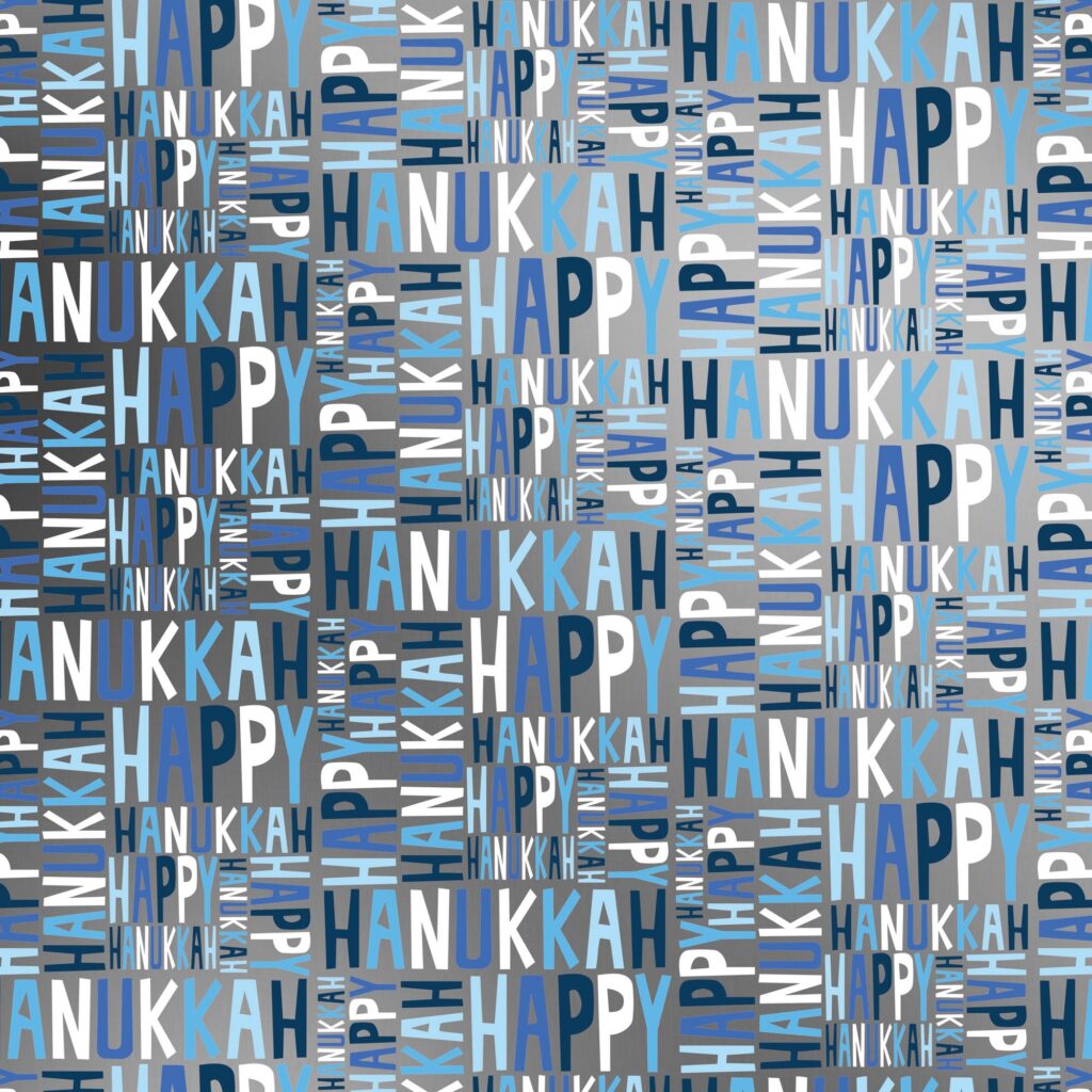 Holiday Wrapping Paper - Hanukkah Greetings Silver