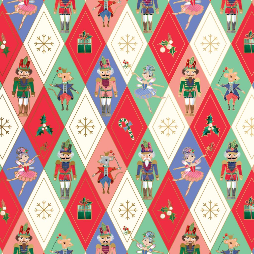 Holiday Wrapping Paper - Harlequin Nutcracker