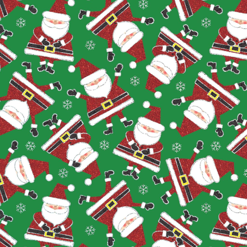 Holiday Wrapping Paper - Sparkling Santa Green